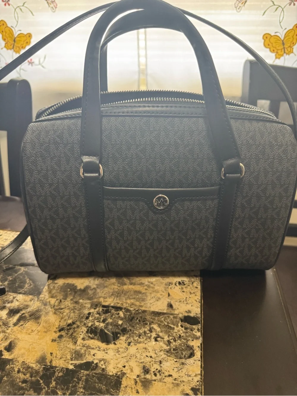 Michael Kors Black MK Logo Duffel Bag